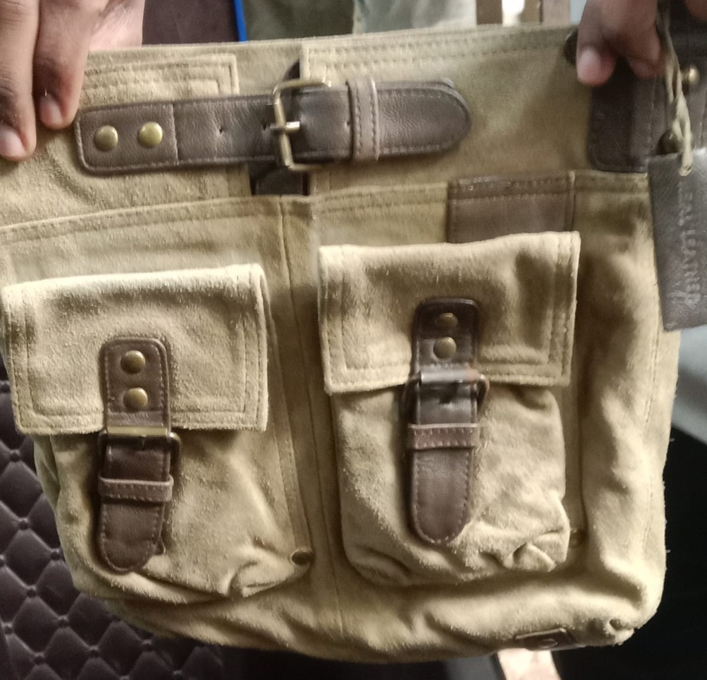 Vintage Sand Suede Multi-Pocket Utility Shoulder Bag