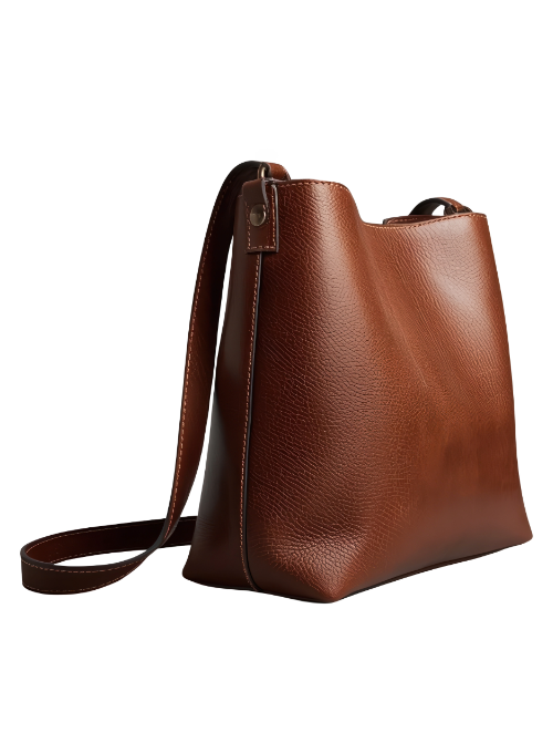 Handcrafted Cognac Leather Bucket Shoulder Bag