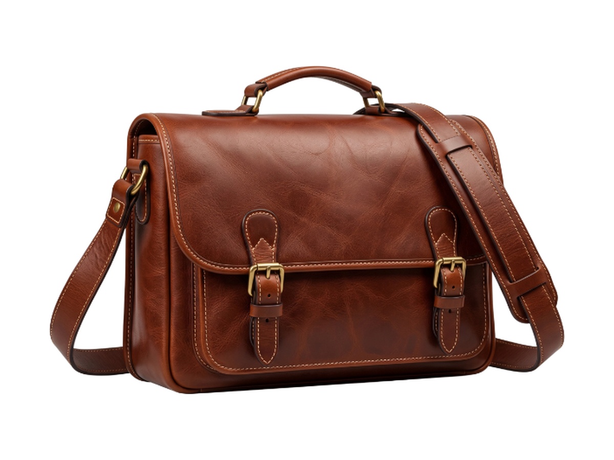 The Oxford Dual-Buckle Handcrafted Leather Briefcase - Leather Goods Manufacturer India